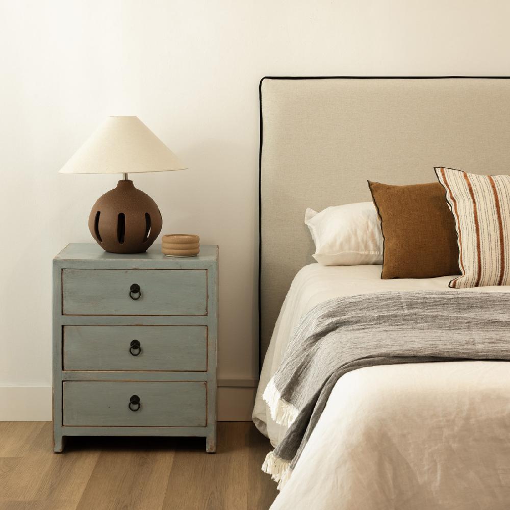 kenay home Mesita de noche azul 3 cajones