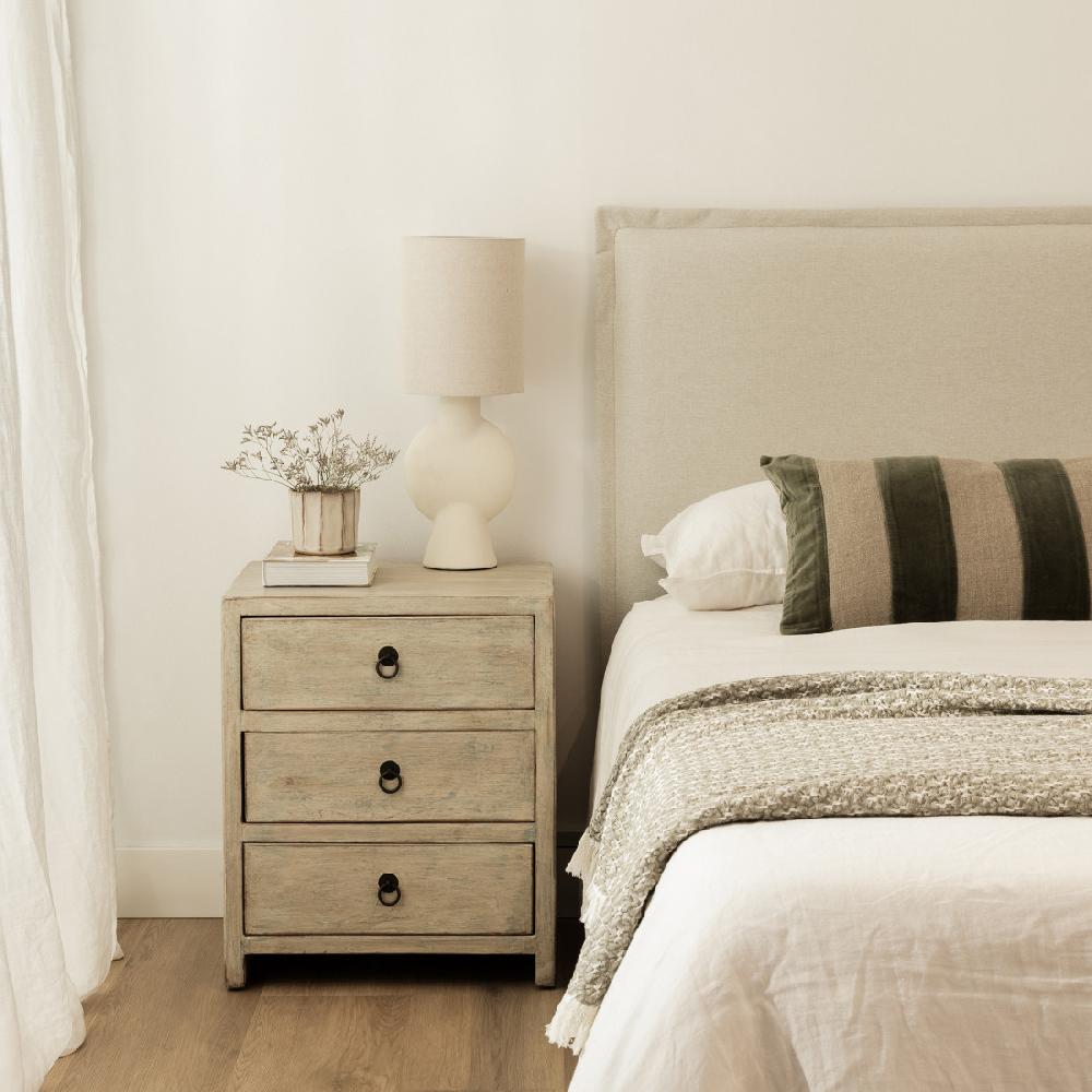 Kenay Home Mesita De Noche Azul Decapado 3 Cajones