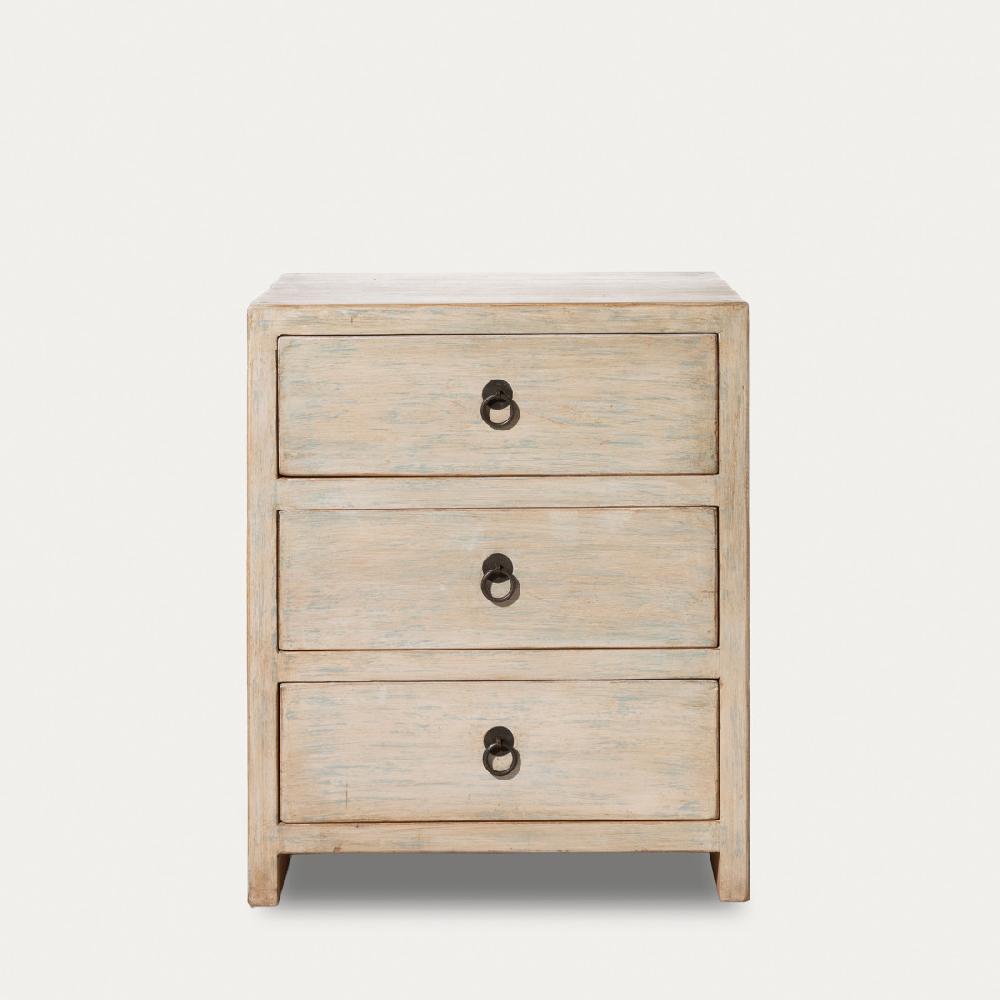 kenay home Mesita de noche azul decapado 3 cajones