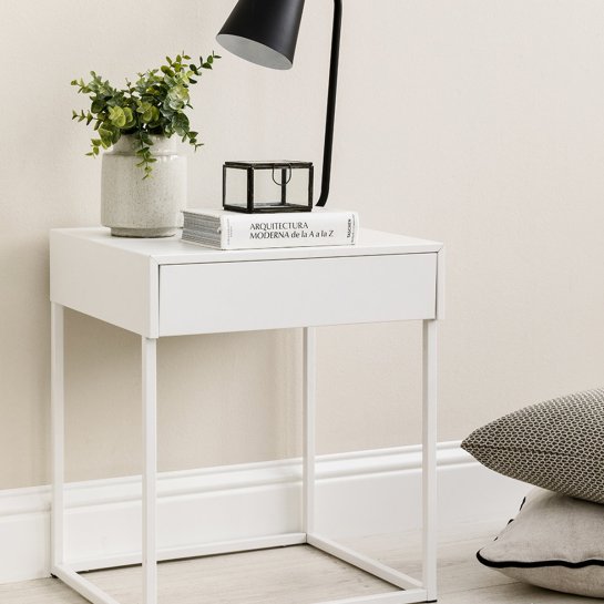 Kenay Home Mesita De Noche Blanca 1 Cajón