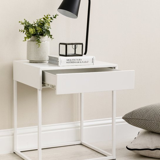 Kenay Home Mesita De Noche Blanca 1 Cajón