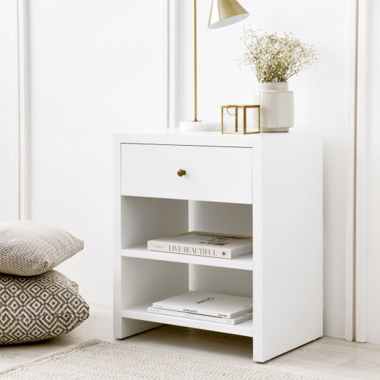Kenay Home Mesita De Noche Blanca 1 Cajón