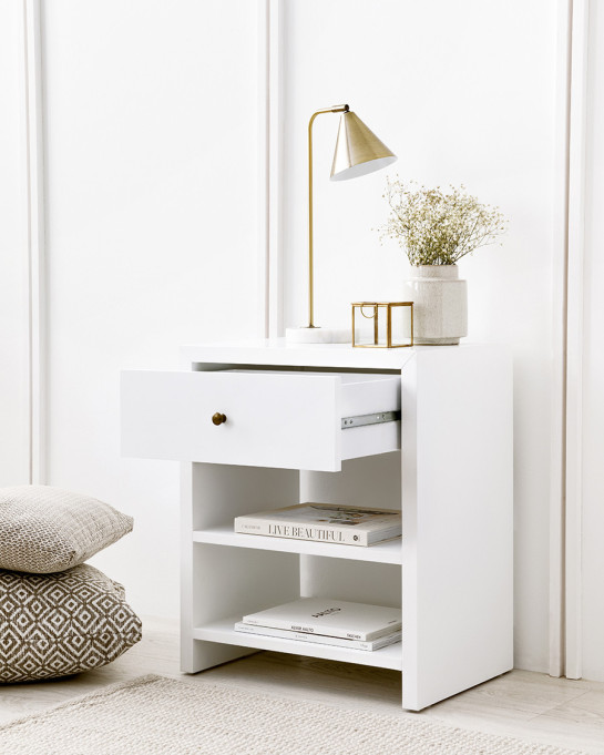 Kenay Home Mesita De Noche Blanca 1 Cajón