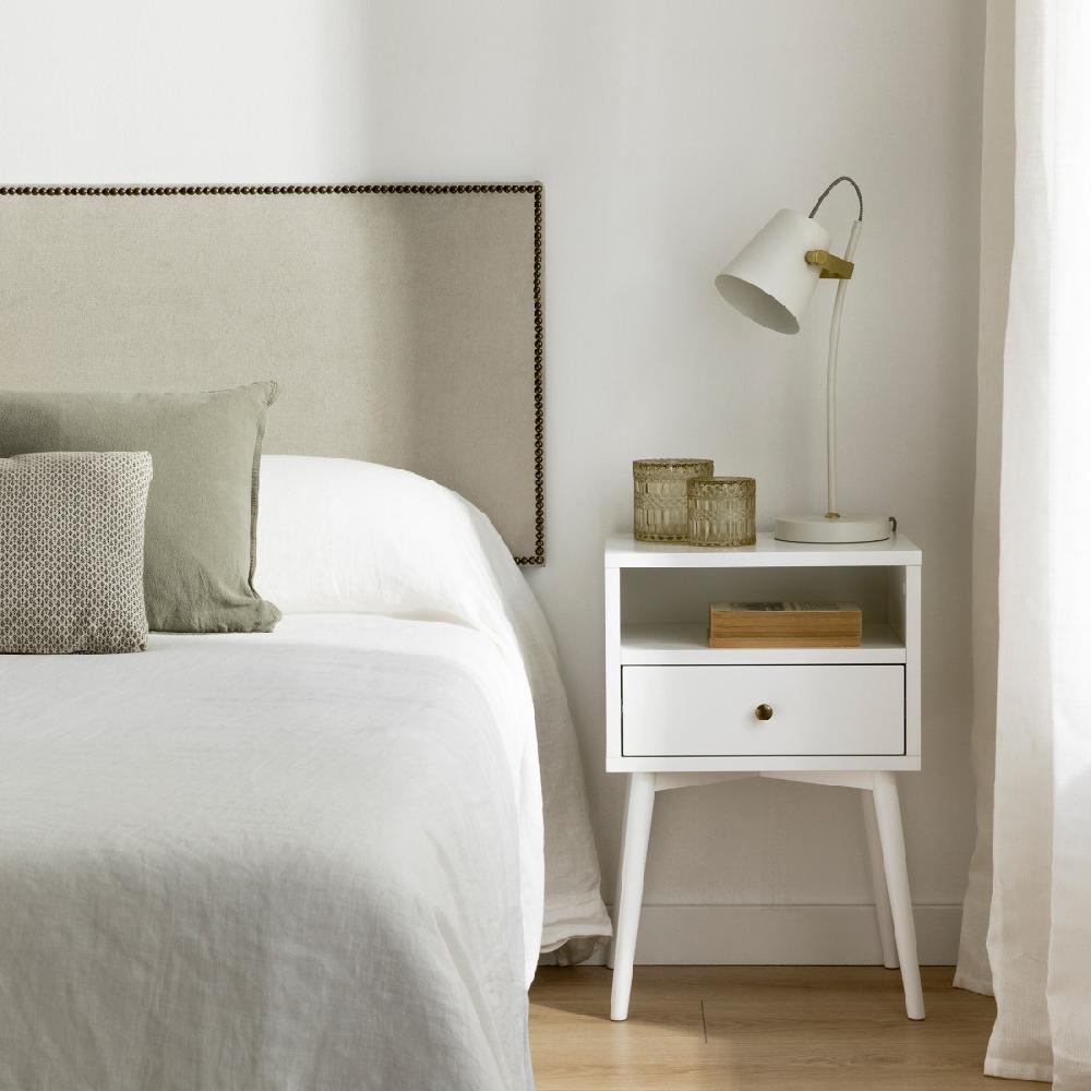 kenay home Mesita de noche blanca 1 cajón