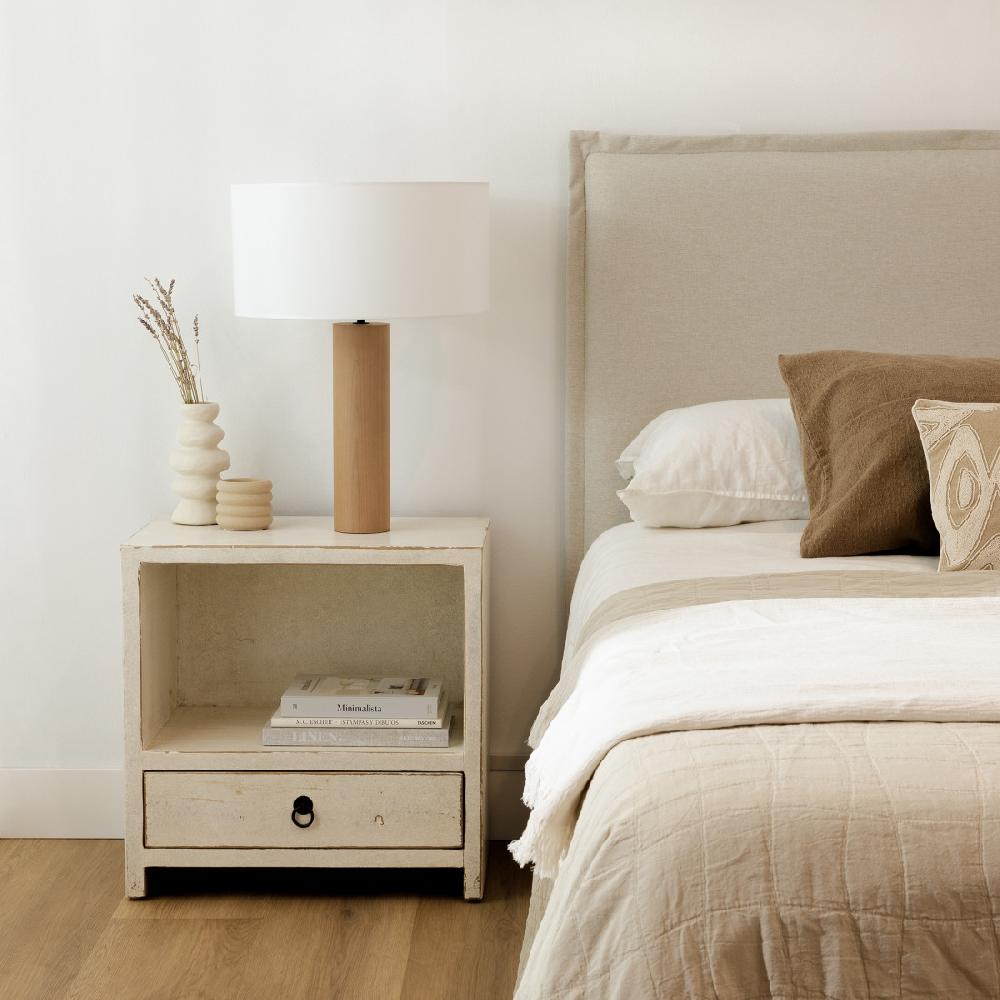 kenay home Mesita de noche blanca 1 cajón