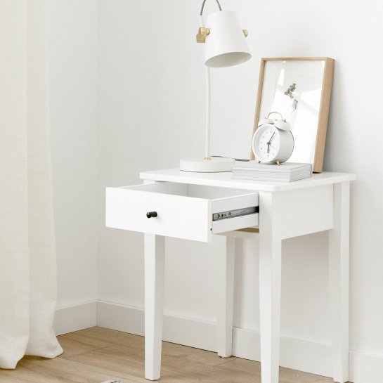 Kenay Home Mesita De Noche Blanca 1 Cajón