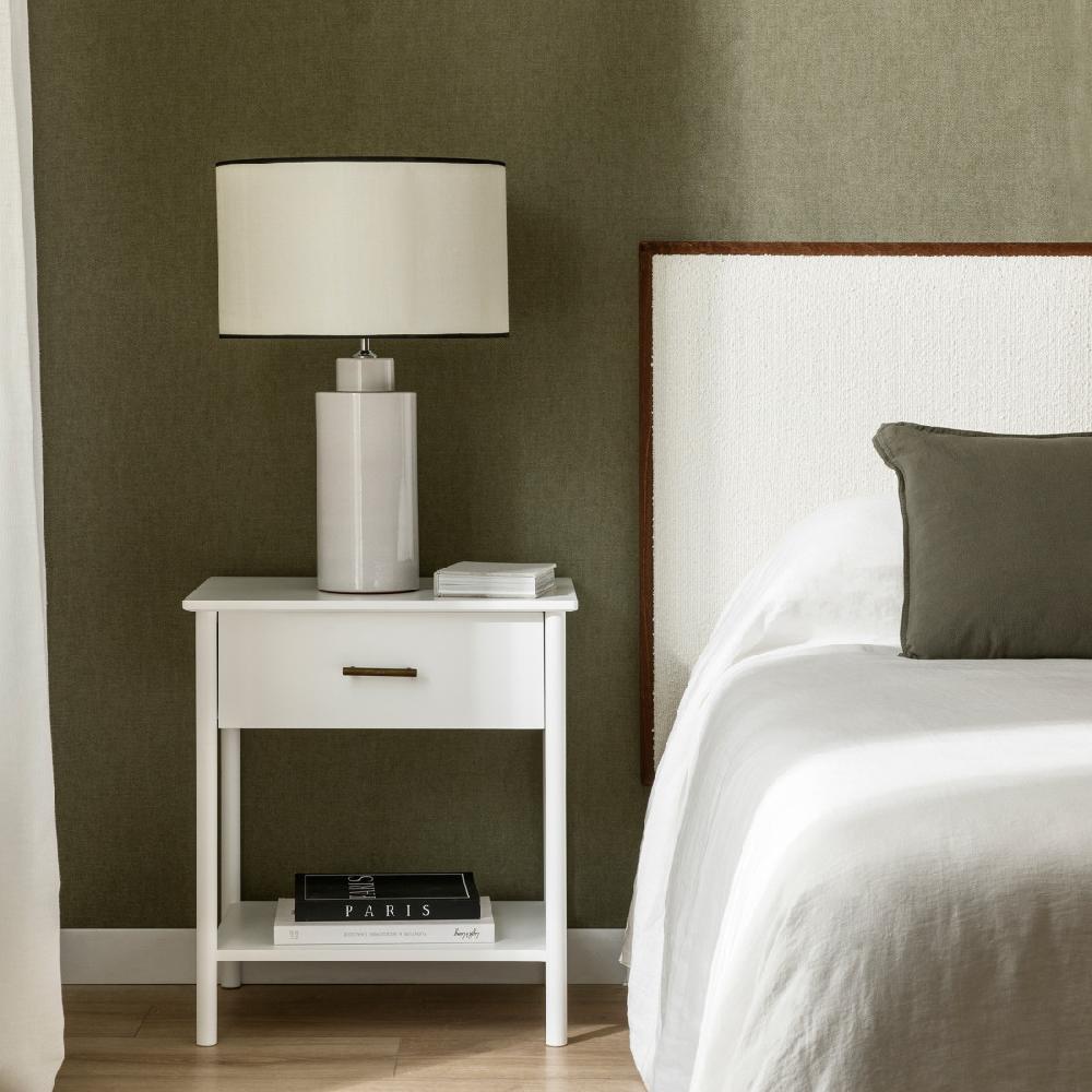 kenay home Mesita de noche blanca 1 cajón