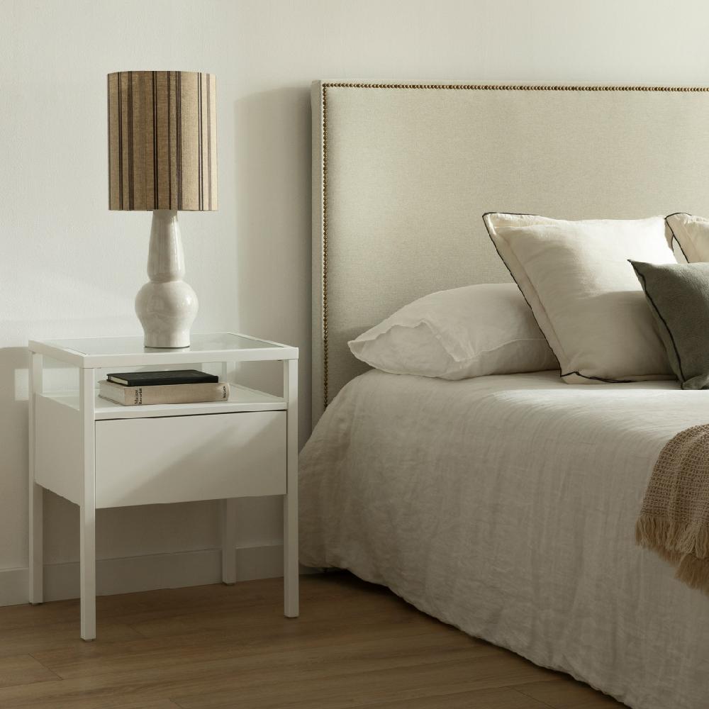 kenay home Mesita de noche blanca 1 cajón