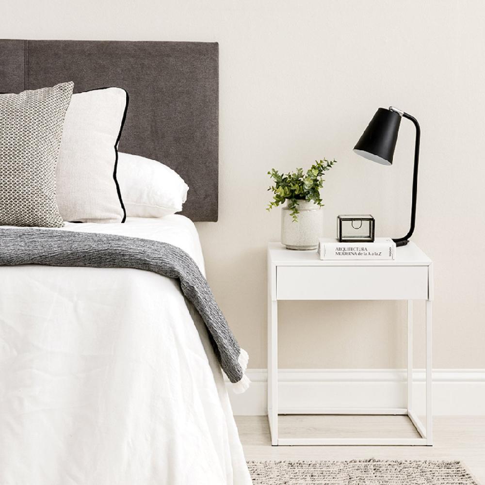 kenay home Mesita de noche blanca 1 cajón