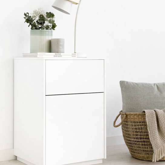 Kenay Home Mesita De Noche Blanca 2 Cajones A40