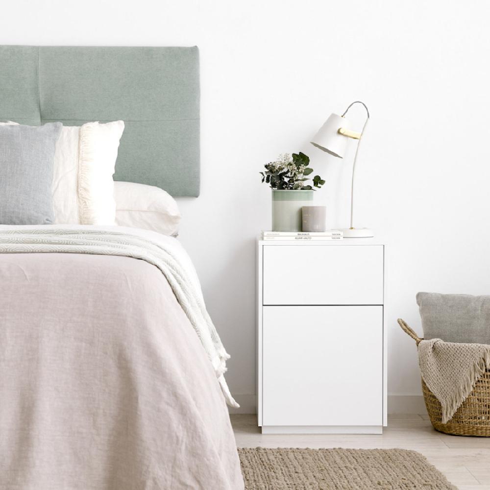 kenay home Mesita de noche blanca 2 cajones A40