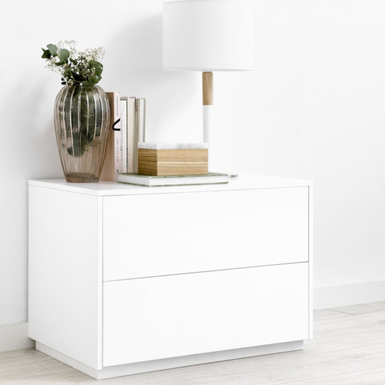 Kenay Home Mesita De Noche Blanca 2 Cajones A60