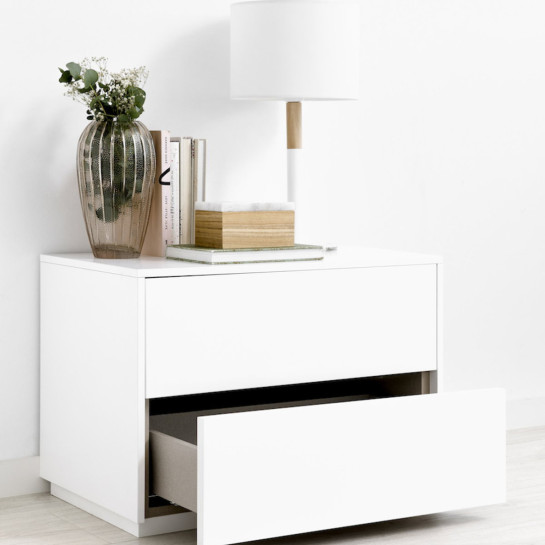 Kenay Home Mesita De Noche Blanca 2 Cajones A60