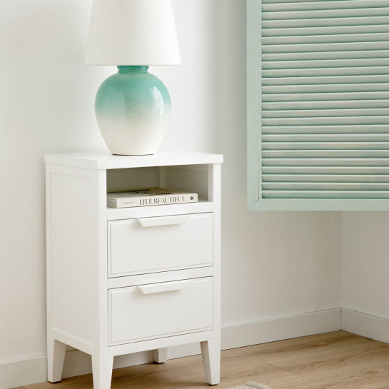 Kenay Home Mesita De Noche Blanca 2 Cajones