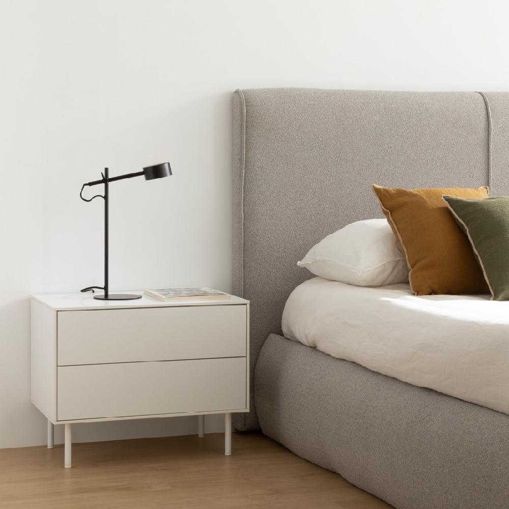 kenay home Mesita de noche blanca 2 cajones