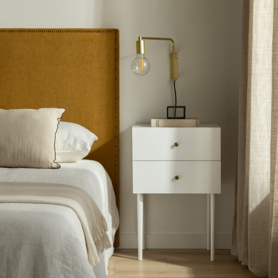 Kenay Home Mesita De Noche Blanca 2 Cajones