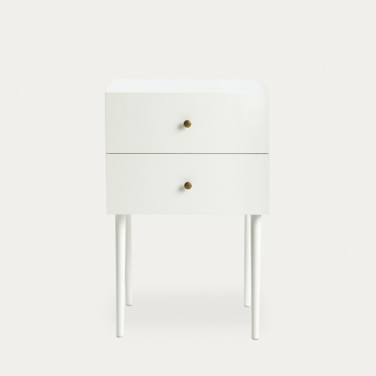 Kenay Home Mesita De Noche Blanca 2 Cajones