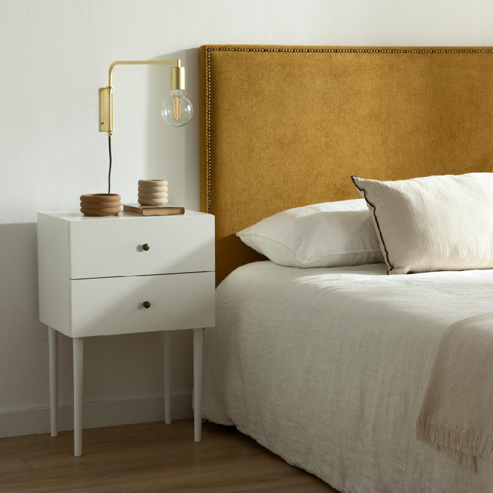 kenay home Mesita de noche blanca 2 cajones