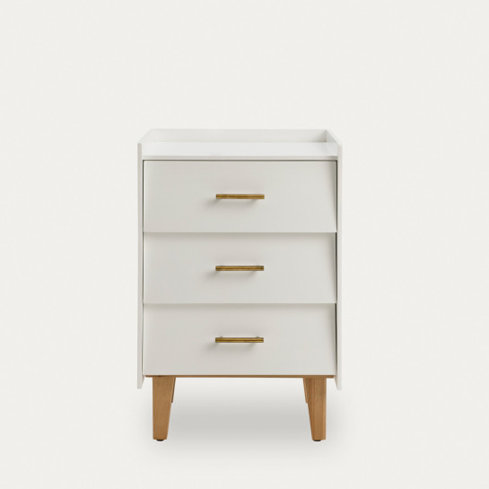 Kenay Home Mesita De Noche Blanca 3 Cajones