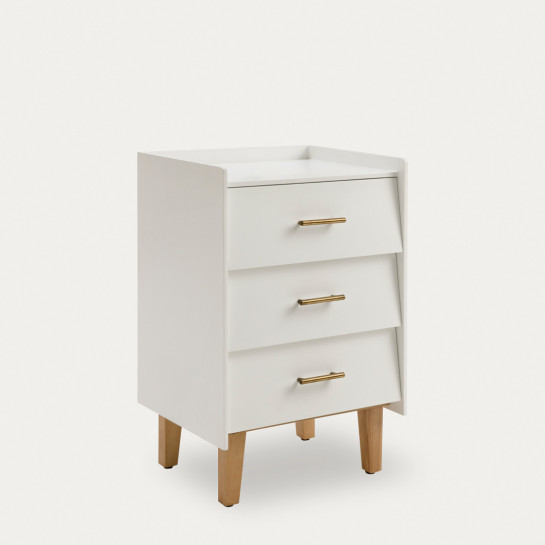 Kenay Home Mesita De Noche Blanca 3 Cajones