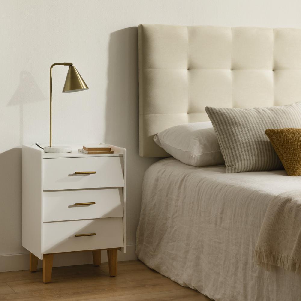 kenay home Mesita de noche blanca 3 cajones