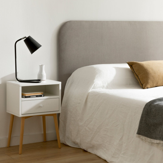 Kenay Home Mesita De Noche Blanca - Natural 1 Cajón