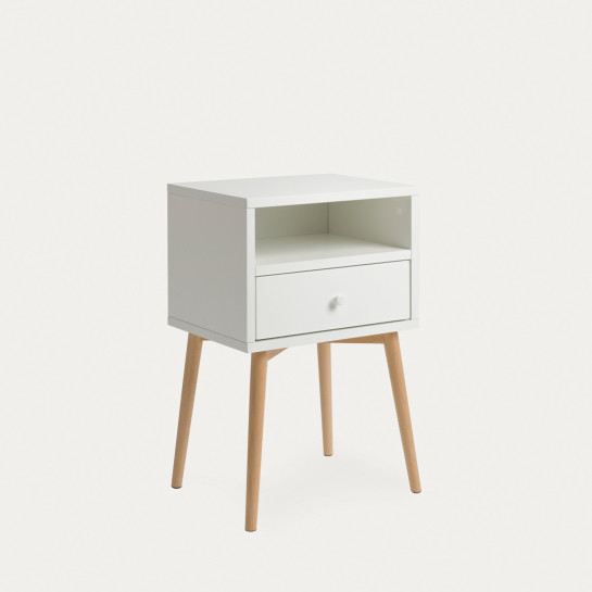 Kenay Home Mesita De Noche Blanca - Natural 1 Cajón