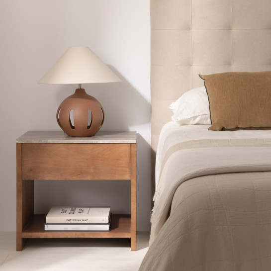 Kenay Home Mesita De Noche Natural 1 Cajón