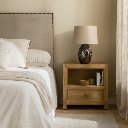 Kenay Home Mesita De Noche Natural 1 Cajón 55