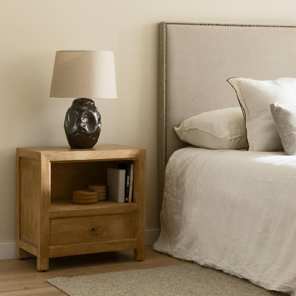 kenay home Mesita de noche natural 1 cajón 55