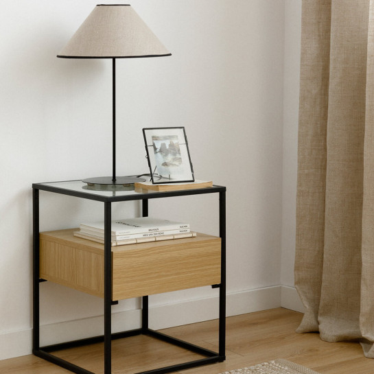 Kenay Home Mesita De Noche Natural 1 Cajón