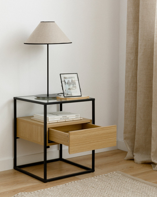 Kenay Home Mesita De Noche Natural 1 Cajón