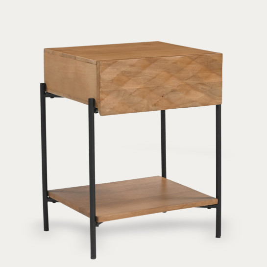 Kenay Home Mesita De Noche Natural 1 Cajón