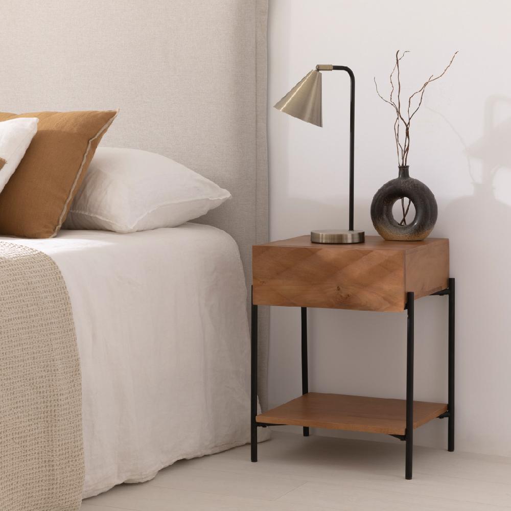 kenay home Mesita de noche natural 1 cajón