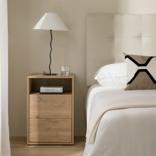 Kenay Home Mesita De Noche Natural 2 Cajones