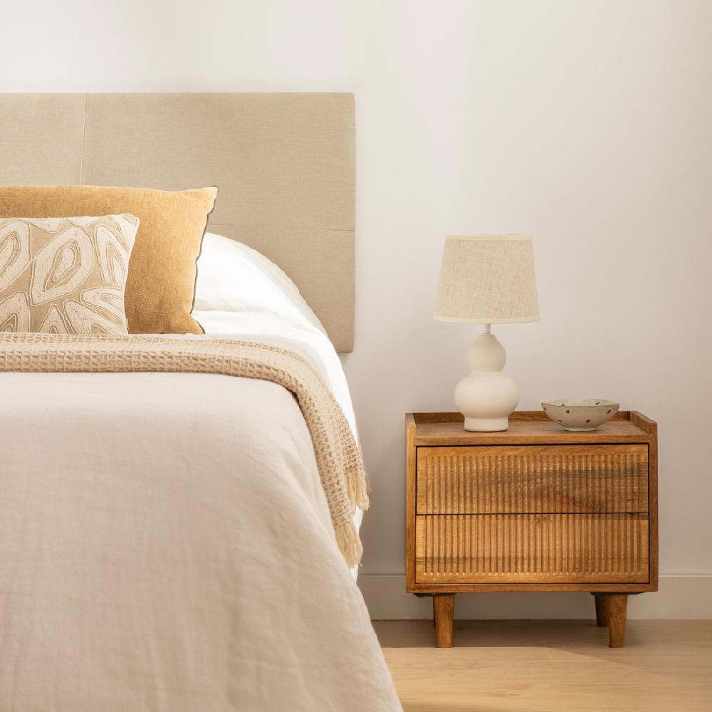 kenay home Mesita de noche natural 2 cajones