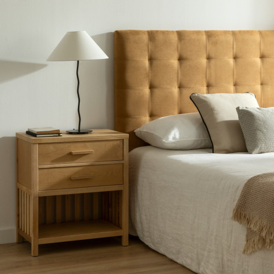 Kenay Home Mesita De Noche Natural 2 Cajones