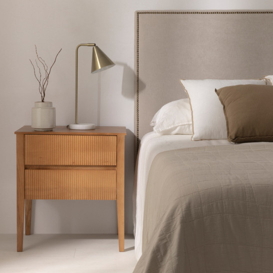 Kenay Home Mesita De Noche Natural 2 Cajones