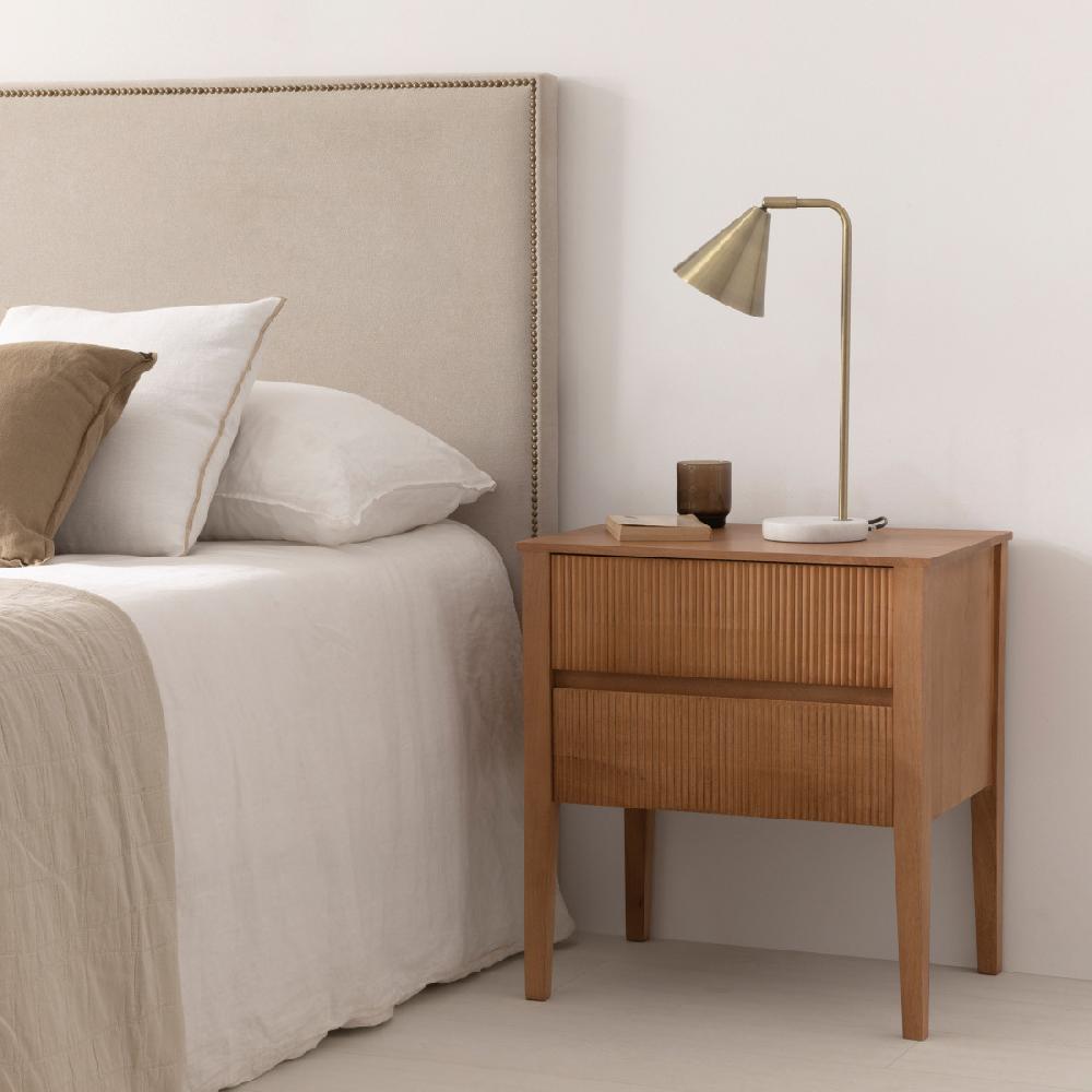 kenay home Mesita de noche natural 2 cajones
