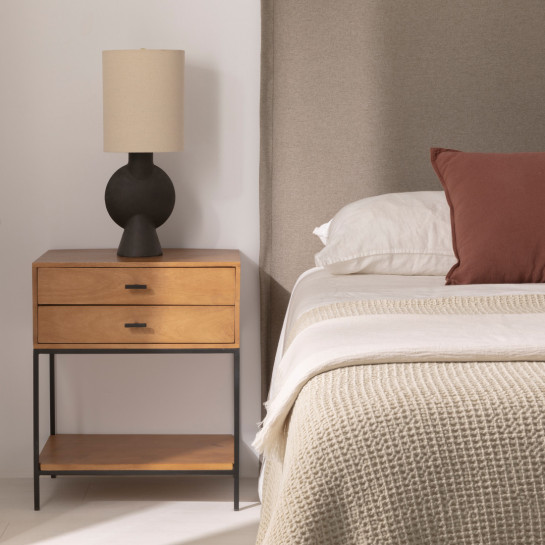 Kenay Home Mesita De Noche Natural 2 Cajones