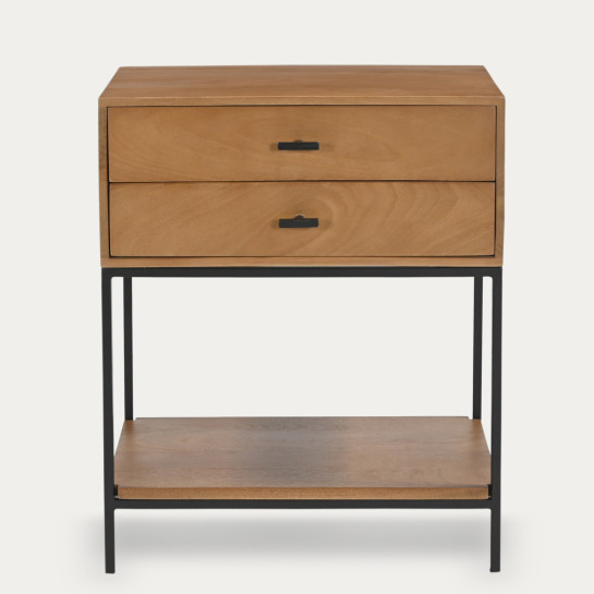 Kenay Home Mesita De Noche Natural 2 Cajones