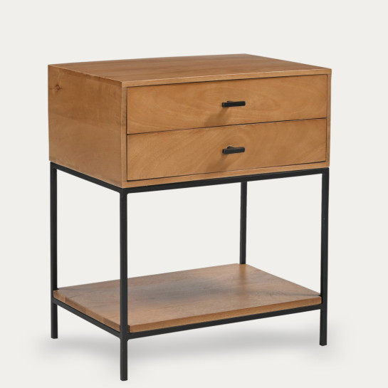 Kenay Home Mesita De Noche Natural 2 Cajones