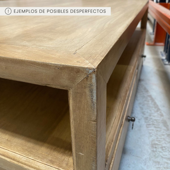 Kenay Home Mesita De Noche Natural 2 Cajones