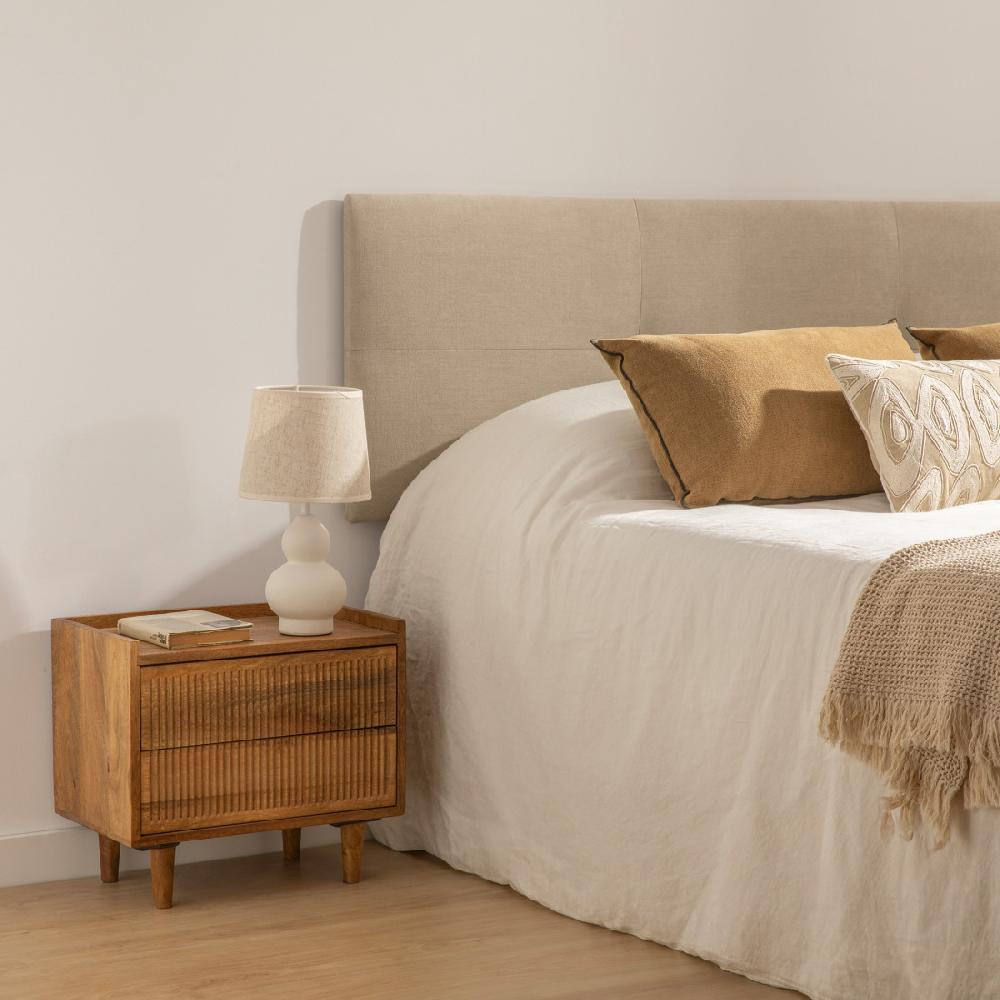 kenay home Mesita de noche natural 2 cajones