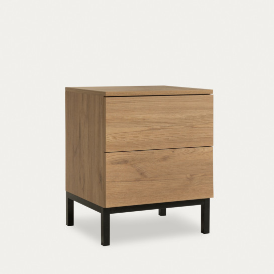 Kenay Home Mesita De Noche Natural 2 Cajones