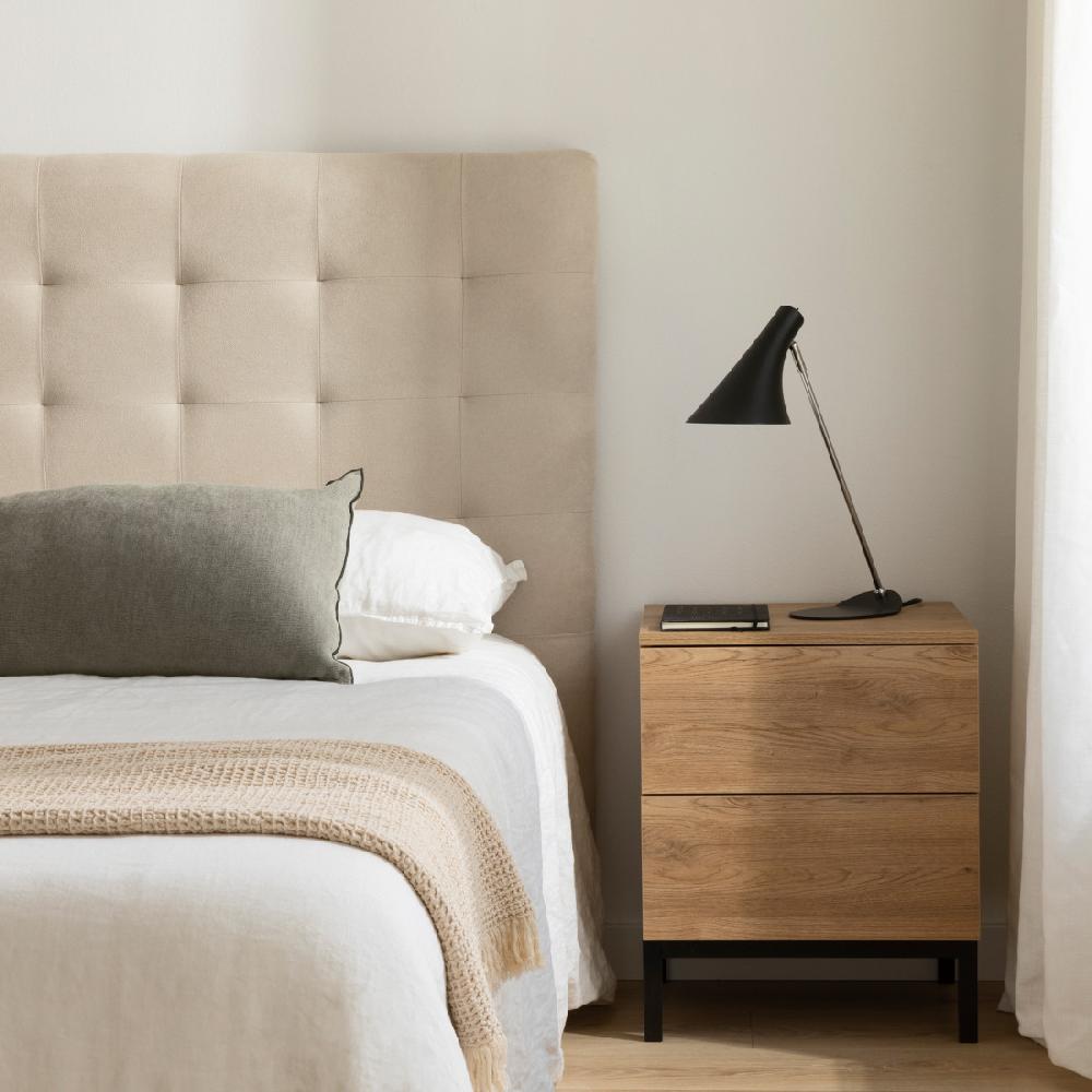 kenay home Mesita de noche natural 2 cajones