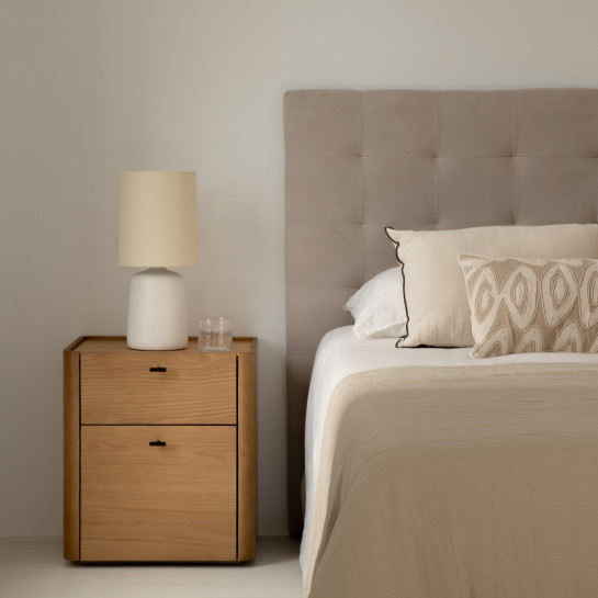 Kenay Home Mesita De Noche Roble 2 Cajones