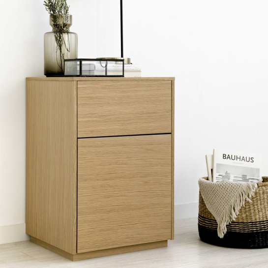 Kenay Home Mesita De Noche Roble 2 Cajones A40