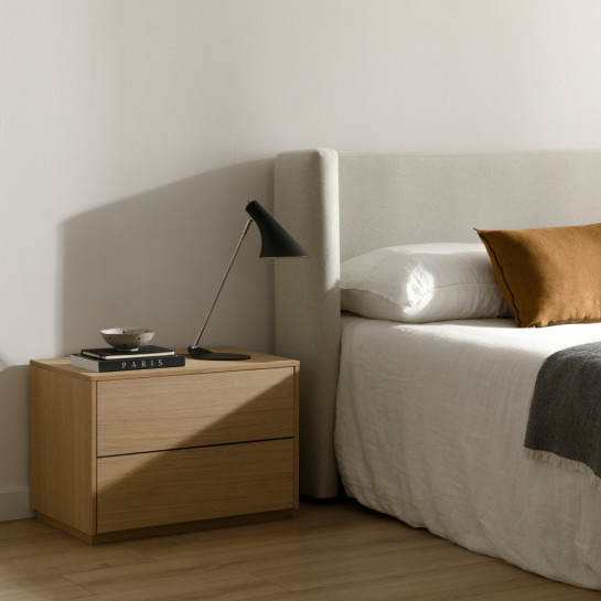 Kenay Home Mesita De Noche Roble 2 Cajones A60