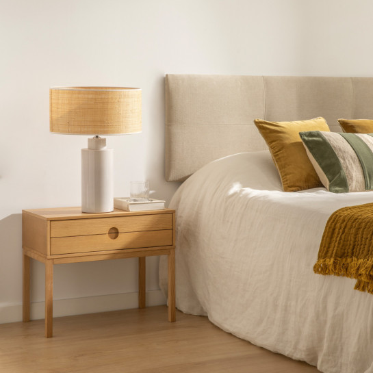 Kenay Home Mesita De Noche Roble 2 Cajones